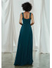 Wide Straps Teal Chiffon Bridesmaid Dress